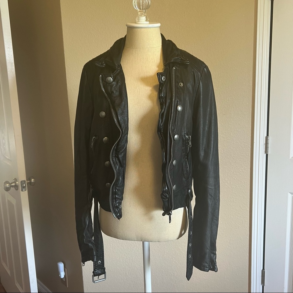 Free People Black Vegan Leather Moto Jacket, Size M